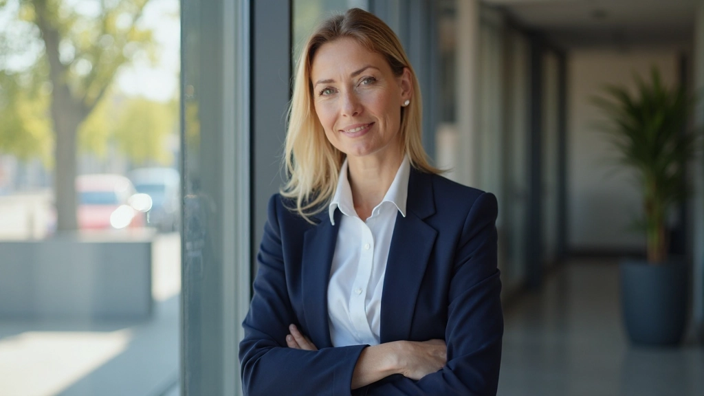 Zelfverzekerde vrouw in professionele omgeving straalt kracht uit