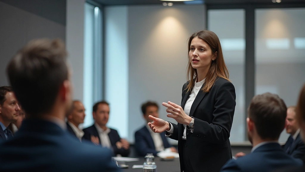 Meditatie instructor leidt groep deelnemers in mindfulness training in rustige studio